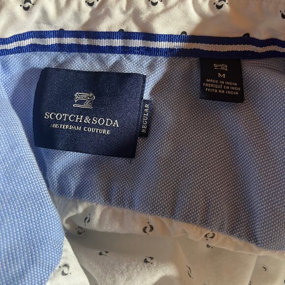 Scotch & Soda Shirt Mens Medium White Short Sleeve Button Up Regular Fit Casual - Picture 5 of 9